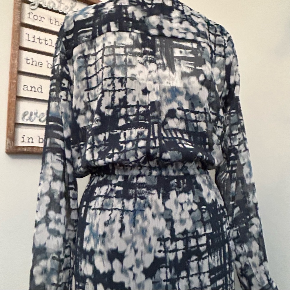 Banana Republic Dress Shear Overlay w/Slip Cinch Tie Waist Hidden Pockets Medium - Picture 9 of 15
